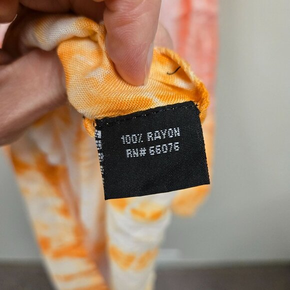 Raviya Tie-Dye Sleeveless Maxi Dress M Rayon Orange White Boho Style Beachy Vaca - Picture 5 of 8
